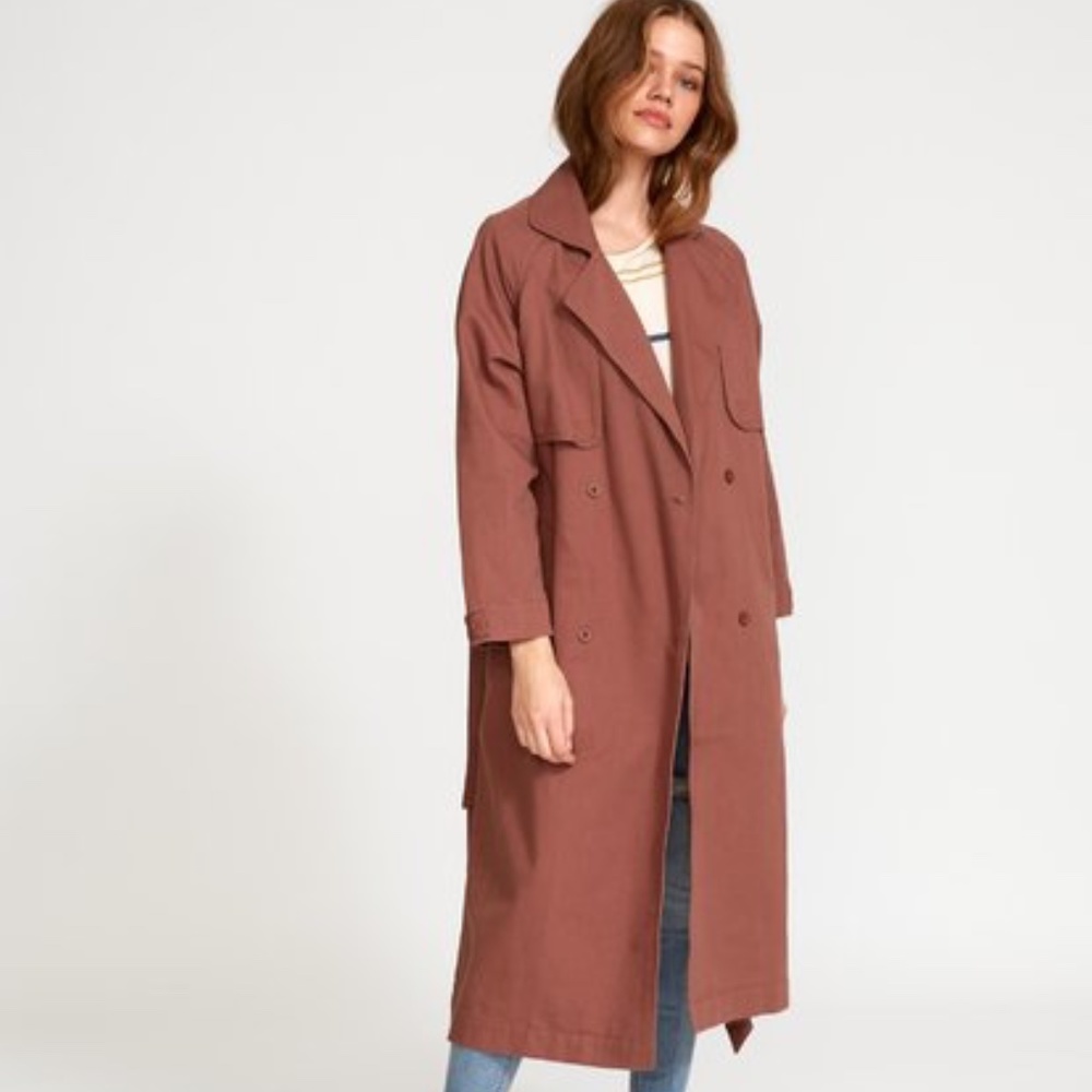 RVCA LARSON TRENCH COAT IN NUT